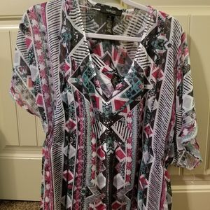 Multi-colored shirt with tank under